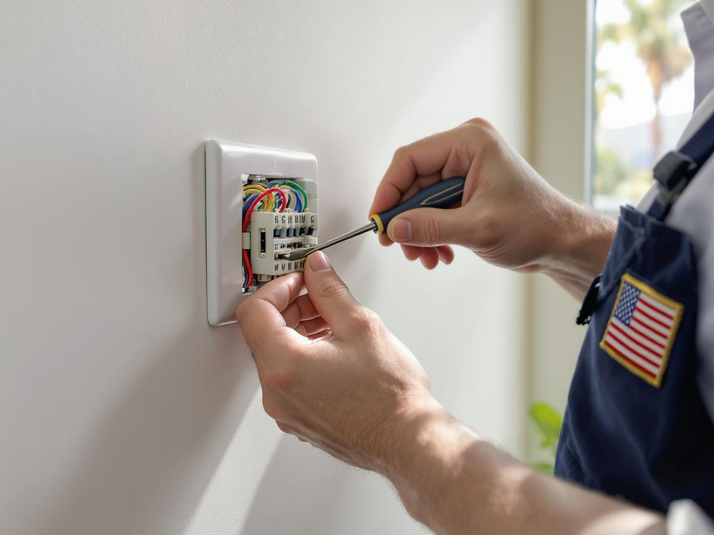Thermostat services in California technician checking HVAC airflow