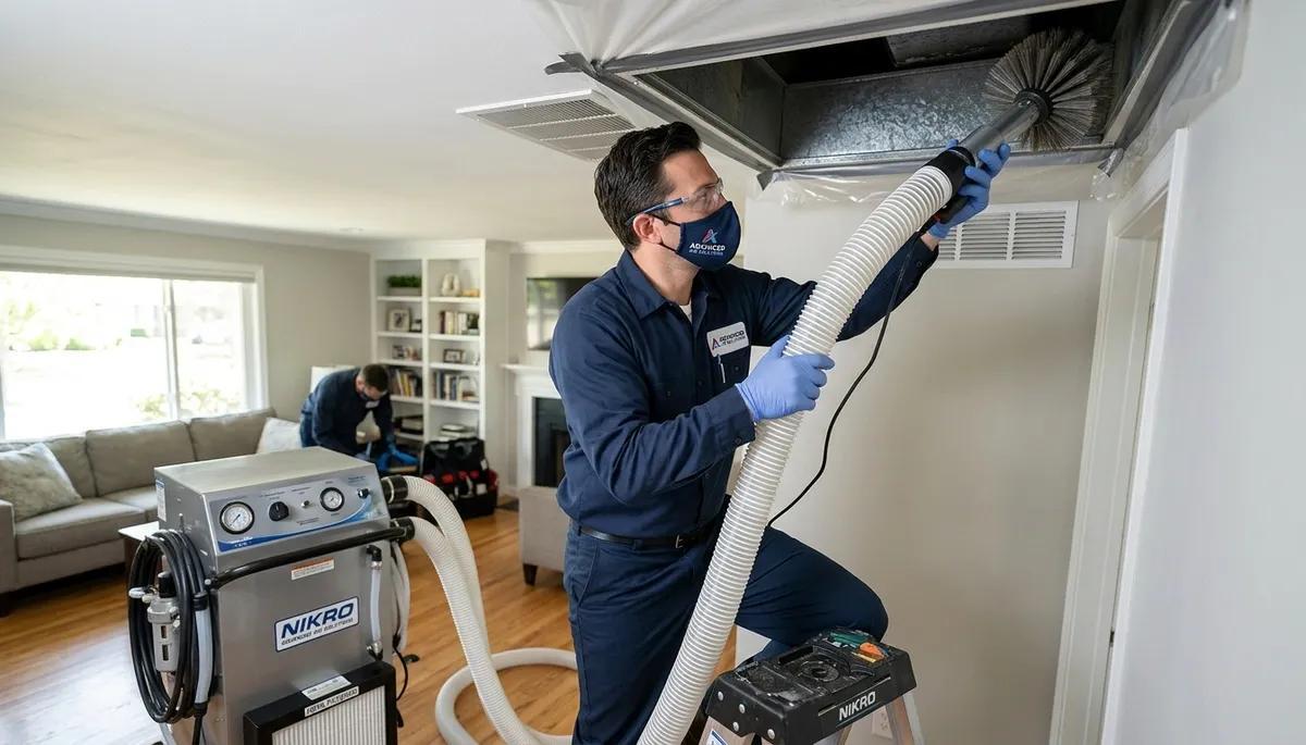 Professional duct cleaning service in California removing dust and debris from residential ductwork