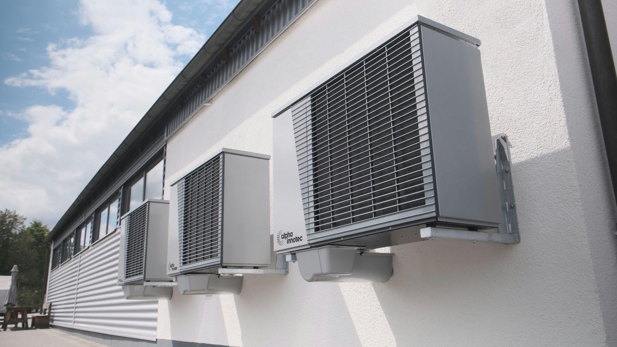 Modern exterior heat pump units on a commercial building represent reliable commercial HVAC service in Fresno.