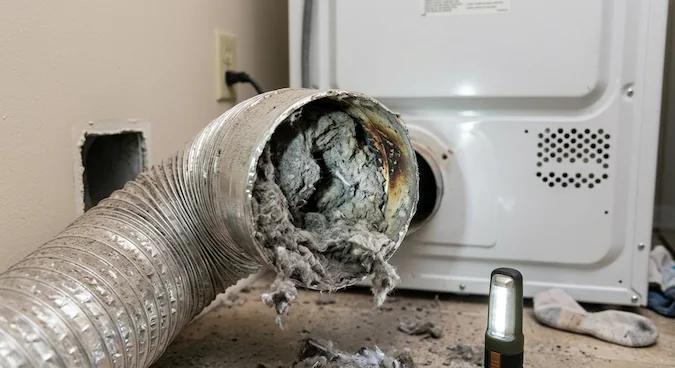 dryer vent inspection in California checking an exterior dryer exhaust hood