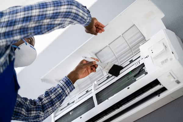 Whole-house air purifier installation and HVAC filtration.